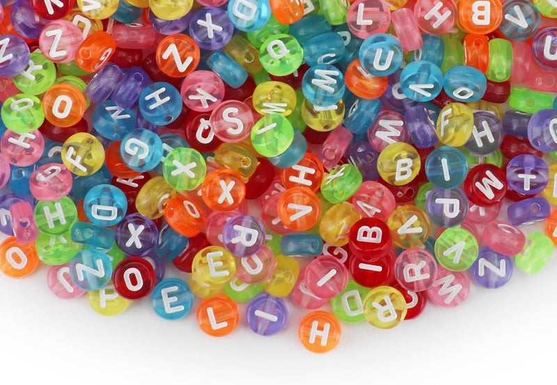 SUTOUG 1000PCS Colourful Letter Beads for Threading, 4 x 7 MM Acrylic Round Alphabet Beads for Jewellery DIY Making Crafts Bracelets Necklaces Ornaments - Image 1